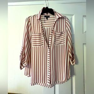 Formal pale pink/white half sleeve blouse